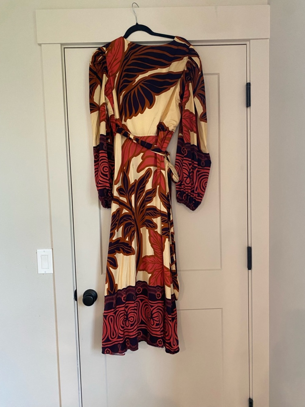 Anthropologie EUGENIA FERNANDEZ Long-Sleeve Floral Wrap Midi Dress - Picture 3 of 7
